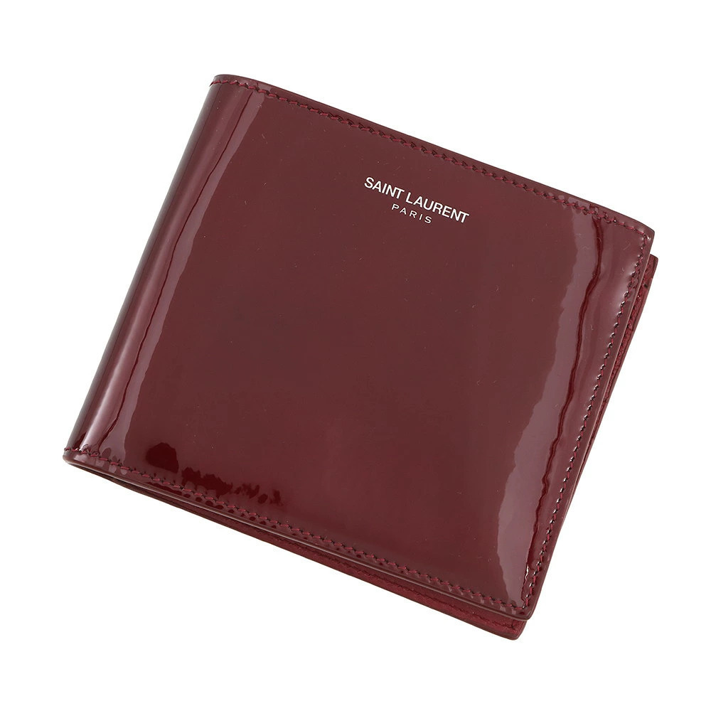 Saint Laurent Paris Bi fold Wallet East West Patent Vernis Leather